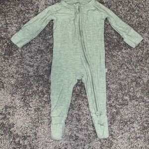 Little Sleepies Sage Ribbed Footie